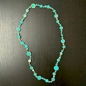 Dallas prince 36” multi size coin shaped gemstone necklace turquoise